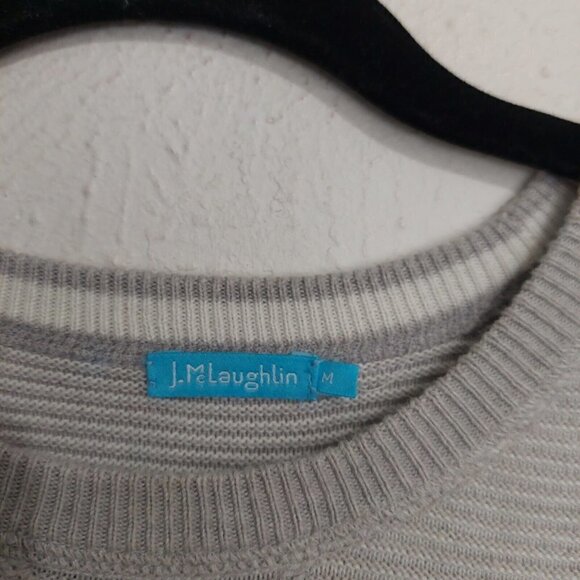 J. Mclaughlin Men's Light Grey Pullover Sweater Crewneck Ribbed Loose Fit Size M - Picture 8 of 10